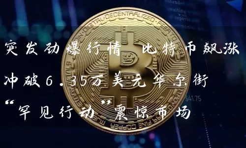 突发劲爆行情 比特币飙涨冲破6.35万美元华尔街“罕见行动”震惊市场